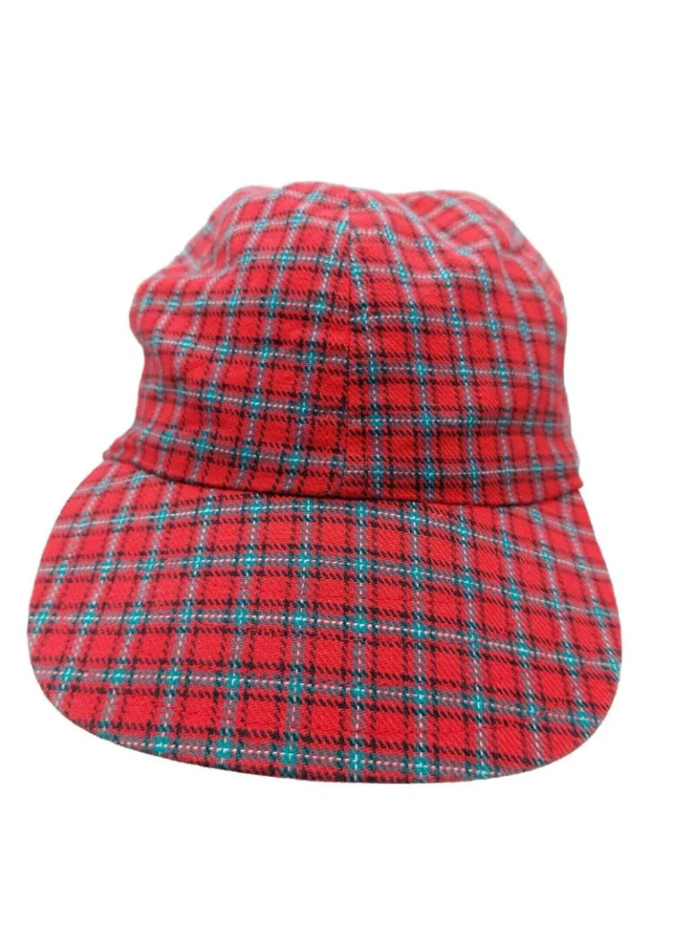 Gymboree Baseball Hat Red Plaid Reversible Fireman Dog Patch Size L / XL